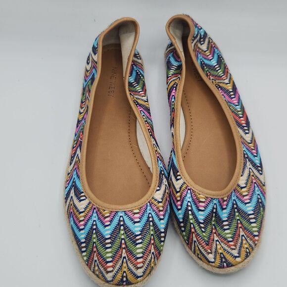 Nine West Womens Multicolor Chevron Pattern Espadrille Slip On  ballet Flat - Picture 9 of 9